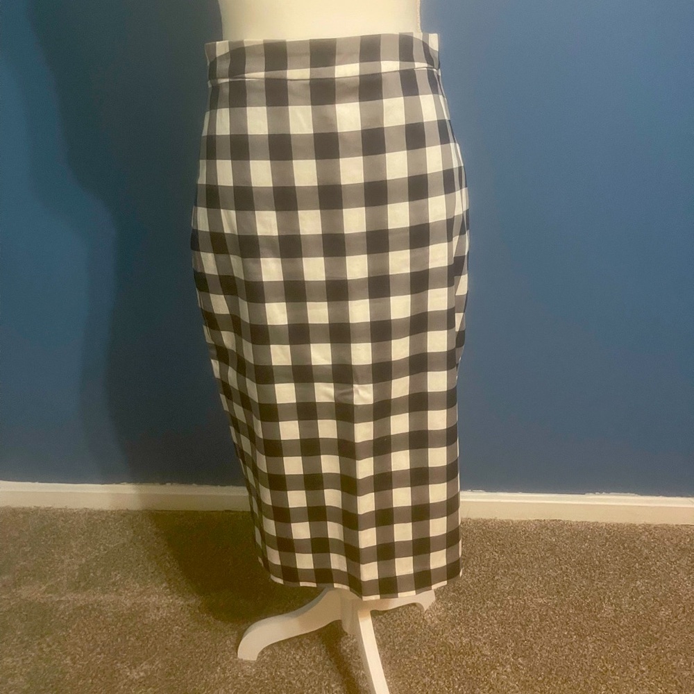 Banana Republic Navy and White Gingham Pencil Skirt Size 0